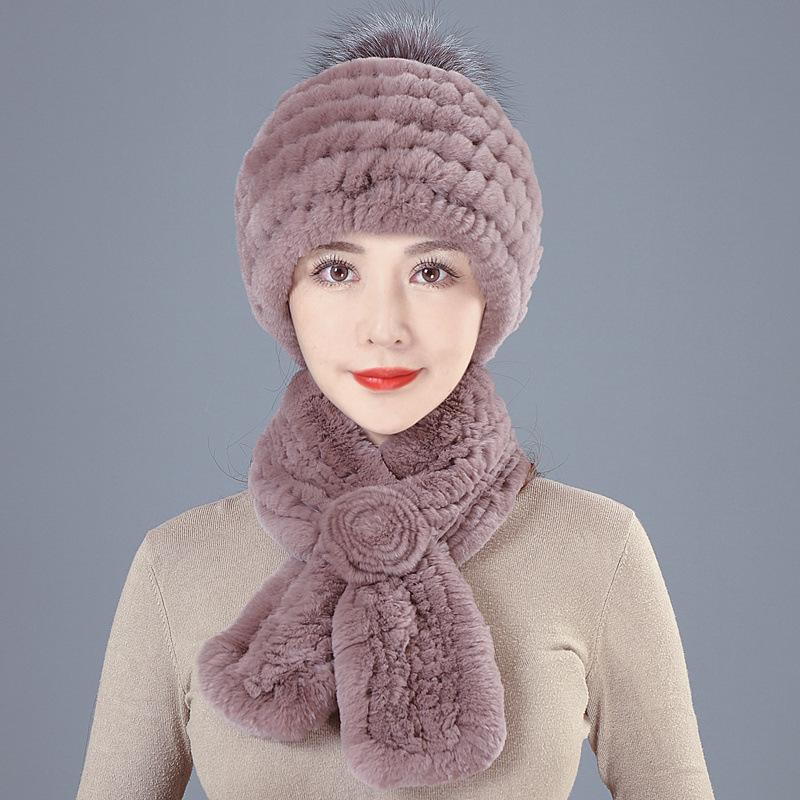 Old Man In Fur Rex Rabbit Hair Hat Ladies Autumn and Winter Mom Old Woman Warm Fox Hair Grandma Top Hat