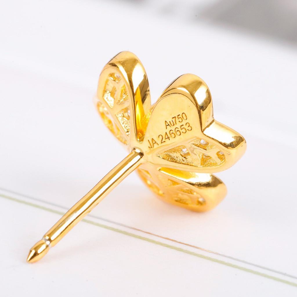 High Qulity Classic Europe New Popular Brand Luxury Jewelry Earrings For Gold Color Flowers Sweet Romantic Clover Ear Stud
