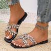 Fashion 2025 Summer Open Toe Women's Slippers Fashion Crystal Outdoor Plus Size Casual New Best Seller Soft Bottom Solid Flat Slippers