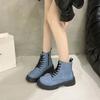 Fashion British Wind Plus Size Thick-soled Short Boots Women Spring and Autumn New Lace Design Solid Color Casual Fashion Boots.