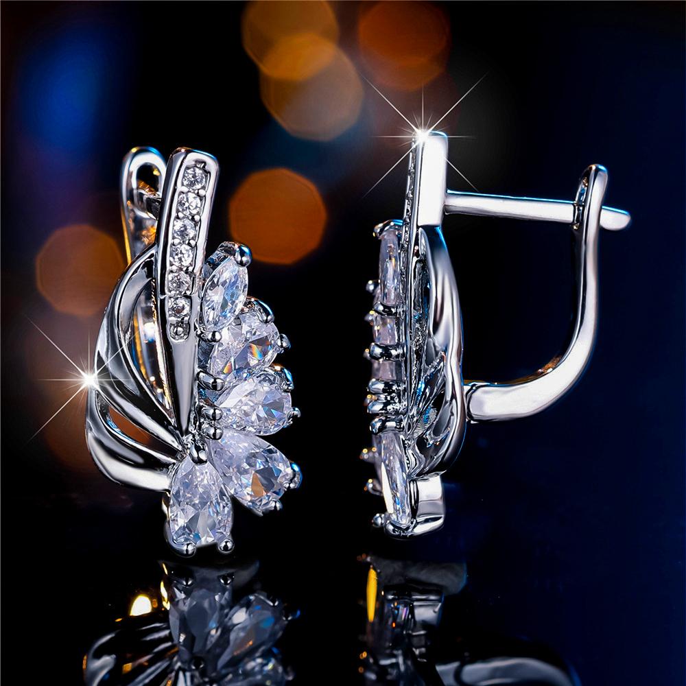 Charme Ohrringe Creolen mit weißem Zirkonstein, Roségold-Farbe, Einfacher Schmuck für Hochzeiten für Damen