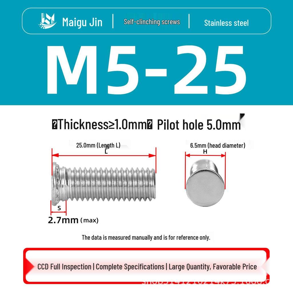 304 Stainless Steel Pressure Plate Cylindrical Head Rivet Screw (FHS-M2 M2.5 M3 M4 M5 M6 M8 M10)