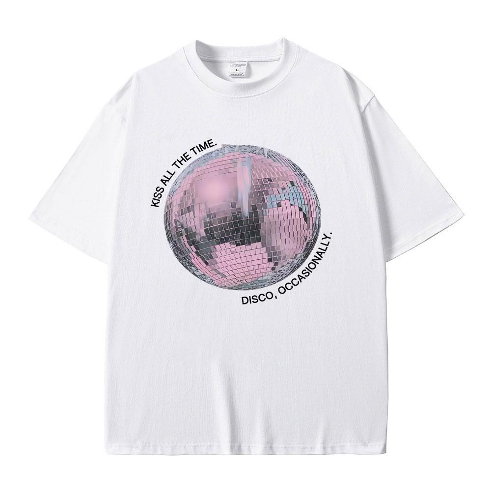 Kiss All The Time Disco Occasionally Graphic Tshirts Men Women Hip Hop Fashion Trend T Shirts Unisex Y2k Oversized Streetwear
