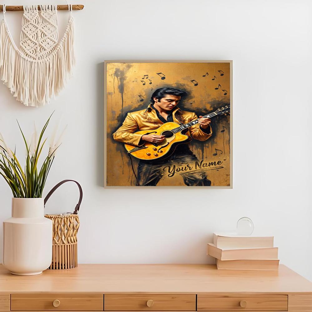 Elvis Presley Personalized Name Round Diamond Painting Kit Diamond Embroidery Painting Rhinestones Mosaic Frameless Handwork Decoration Arts