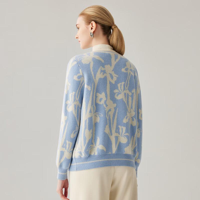 Zhaojun Damen dicker Jacquard Kaschmir Rundhals Cardigan