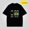 Fun Battery Parallel Printed Tshirt For Couples Funny And Creative Combination Of Power Loose Short Sleeved Top