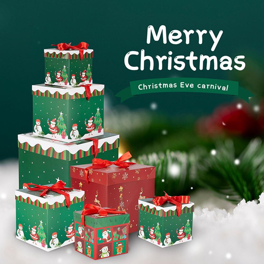 Christmas Nesting Gift Boxes With Lid For Holiday Packaging Empty Advent Calendar Candy Box Christmas Tree Gift Wrap Boxes