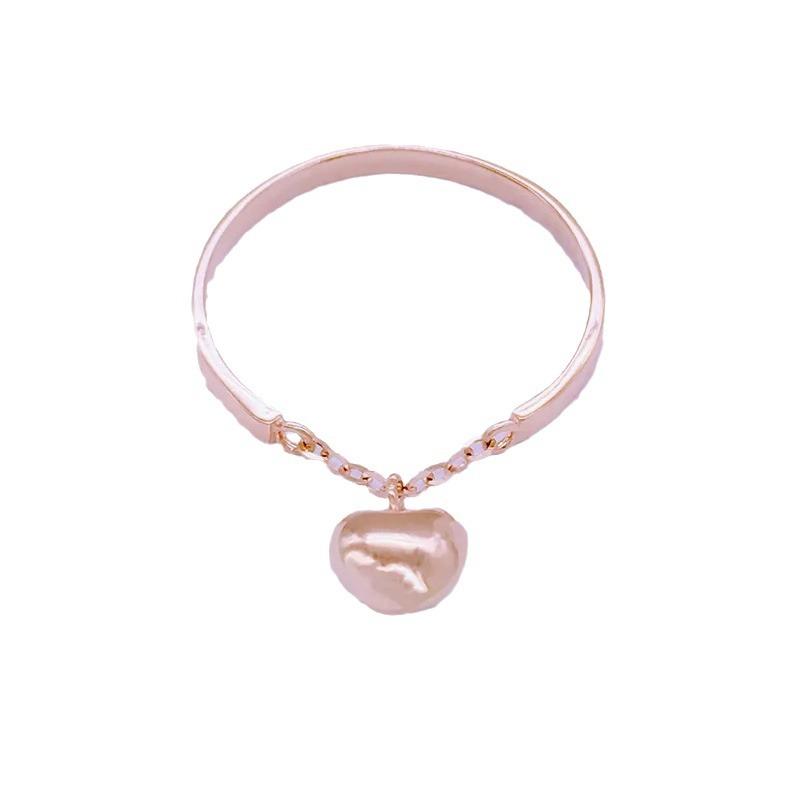 Purple Gold Peach Heart Chain Ring Fashion Light Luxury Plated Rose Gold Love Fringed Ring