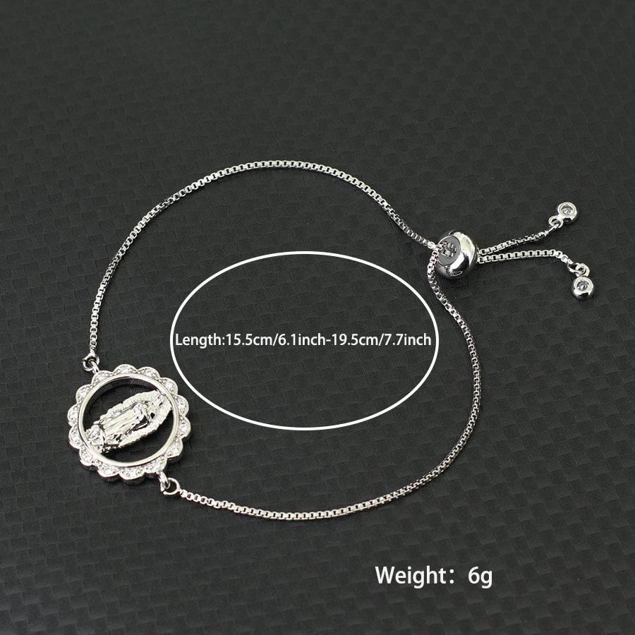 Virgin Mary Zirconia Bracelet Men Women Geometric Ornament Chain Braslet Luxury Silver Hand Jewelry Drawstring Design Adjustable