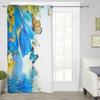 Blue Tulips And Butterfly Window Curtains For Living Room Luxury Bedroom Decor Drapes Kitchen Window Treatments Curtains
