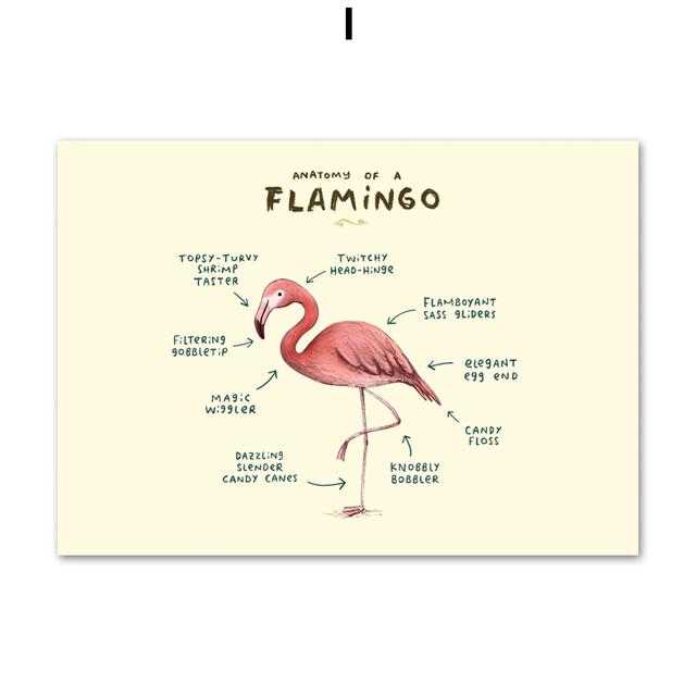 Flamingo Fox Sloth Sheep Animal Anatomy Wall Art Canvas Painting Nordic Posters And Prints Wall Pictures For Living Room Decor No Frame