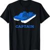 Blaues und Weißes Tretboot Kapitän Grafik T-Shirt
