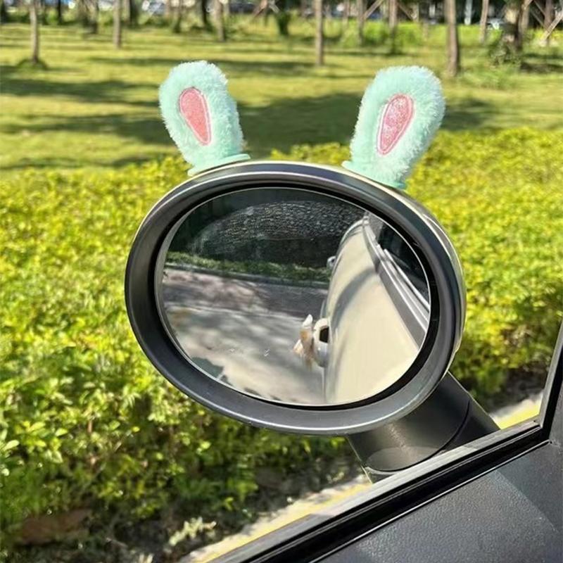 Urocze naklejki 3D z uszami królika Pasek chroniący przed uderzeniami Samochodowe lusterko wsteczne Dekoracja wnętrza Pluszowa naklejka Kawaii na lusterko wsteczne Dekor
