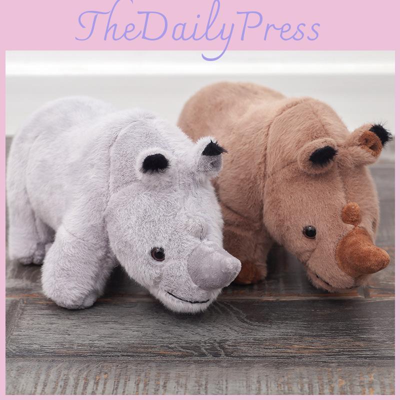 Toy Rhino Plush Stuffed Animal Doll For Kids Gift Cartoon Bedroom Decoration