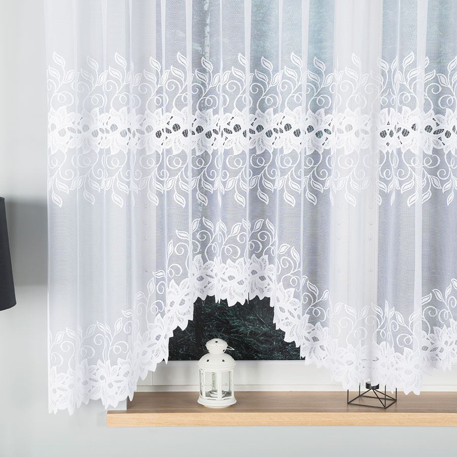 Bastia - Ready-Made Jacquard Curtain With A Cut At The Bottom - 400X160 Cm - White