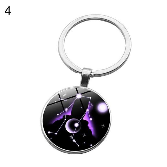 12 Sternbild Sternzeichen Runder Glas-Auto-Schlüsselanhänger-Halter Schlüsselanhänger-Anhänger