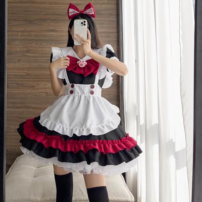 Halloween Vampire Little Devil Maid Costume Gothic Lolita Black-Red Maid Dress Anime Character Cosplay Costume