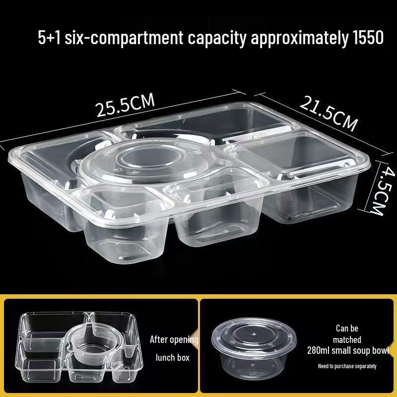 Miyao Disposable 6-Compartment Takeout Box