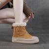 Leather high-top cotton shoes winter new thickened warm velvet medium tube socks snow boots
