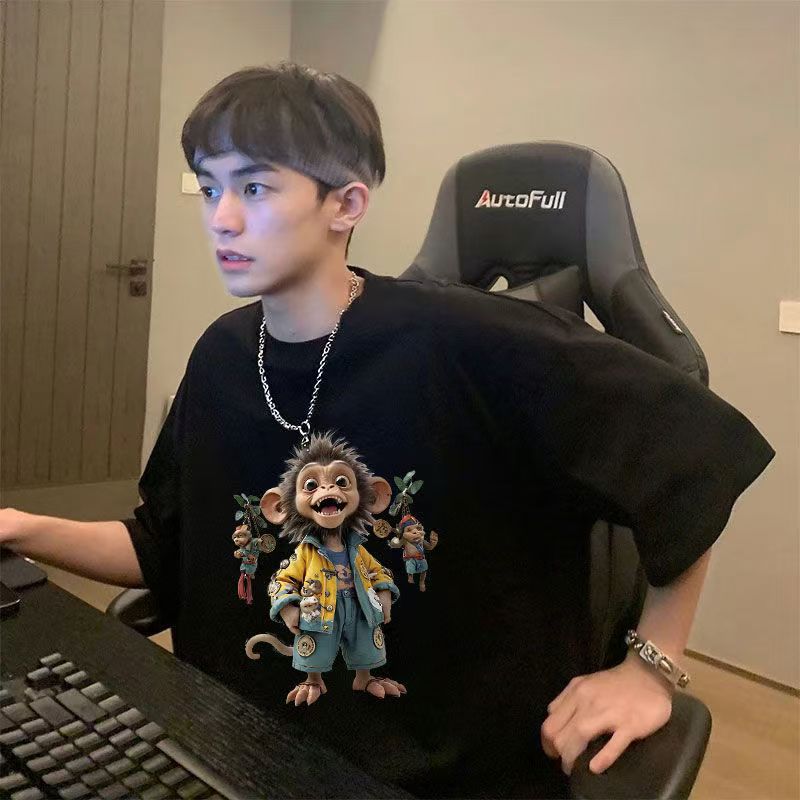 Summer new boys handsome short-sleeved t-shirt pure cotton loose round neck casual t-shirt top