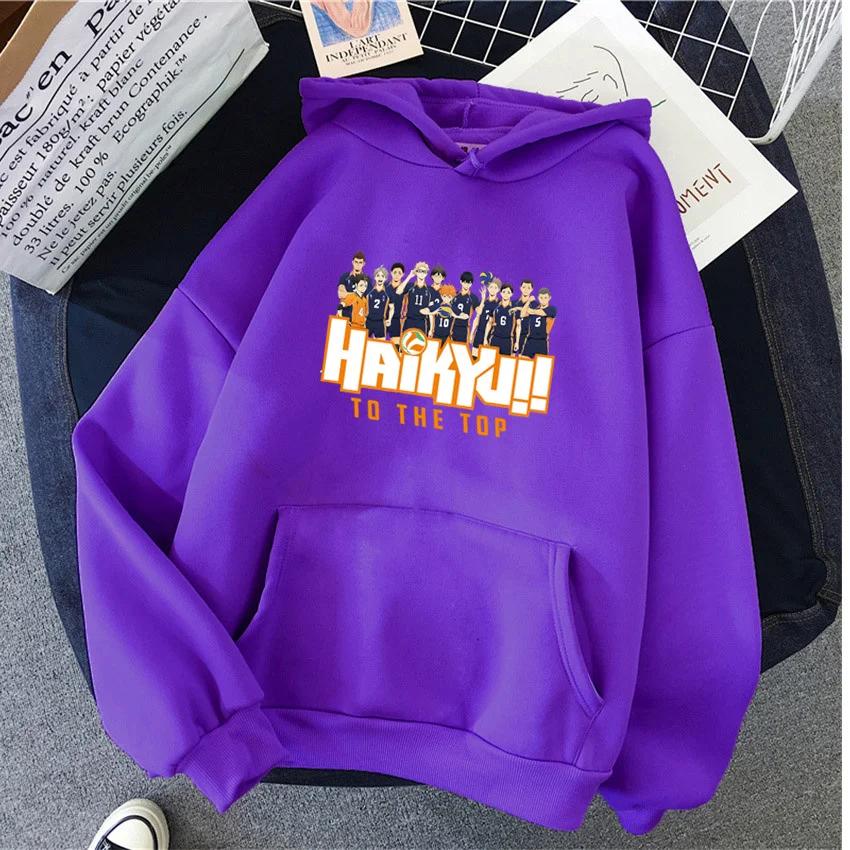 New Japan Anime Volleyball Haikyuu Manga Prints Hoodies Women Hoody Hip Hop Fleece Woman Sweatshirts Pullovers Clothing Unisex