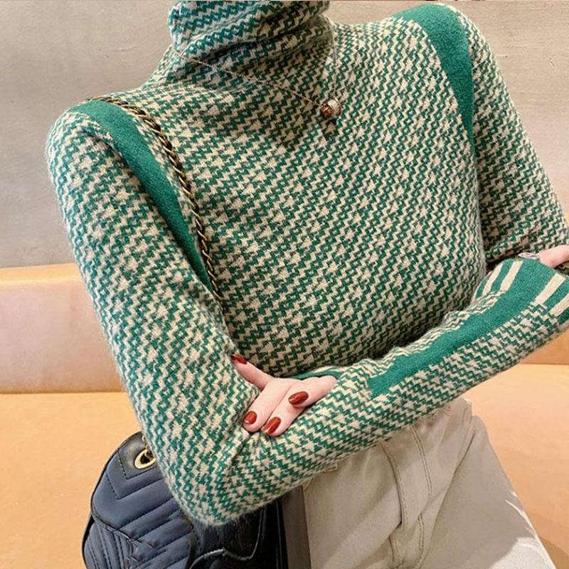 High neck sweater women's base shirt fashionable and stylish pullover top autumn and winter women's outfit
