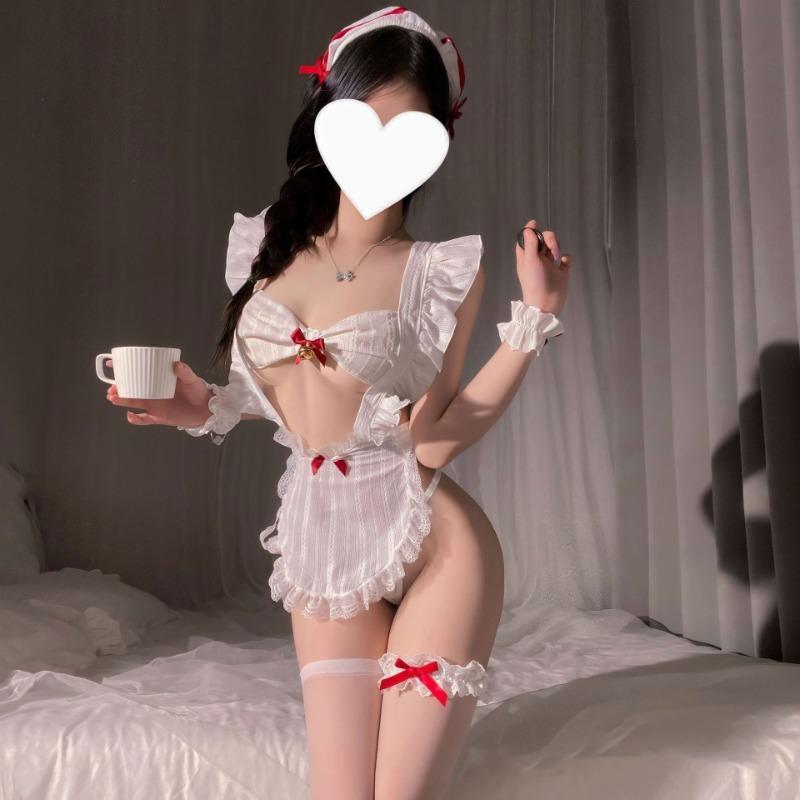 Sex Underwear Hollow Lace Maid Uniform Perspective Lotus Leaf Edge Small Breasts Chef Maid Apron Character Dress