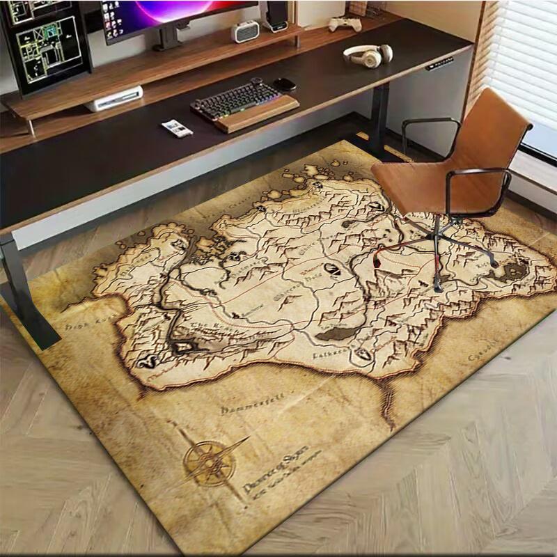Skyrim Map: A Detailed Guide to Skyrim's Lands and Legends Office Mat Home Decor Office Desk Chair Rugs Chair Carpet for office Chair Mat Gi
