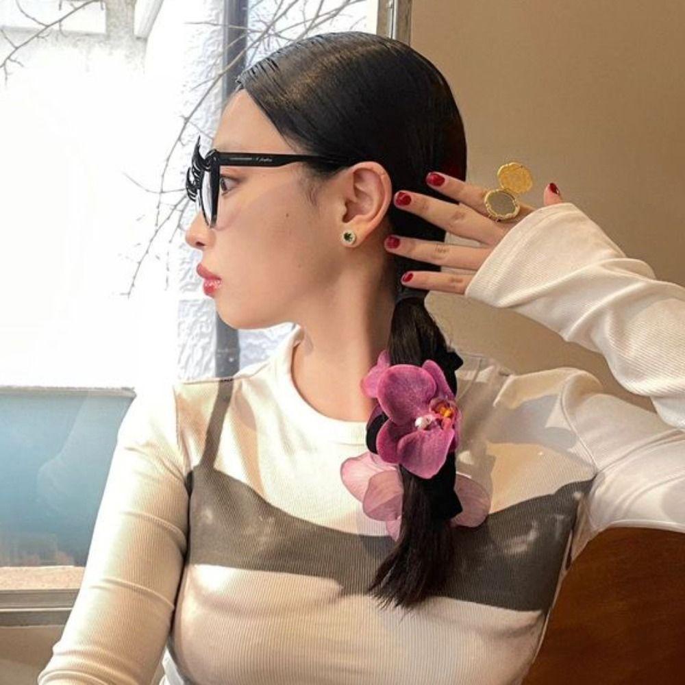 Cloth Butterfly Flower Hair Clip Butterfly Orchid Girl Hair Clip Orchid Flower Hairpin  Party