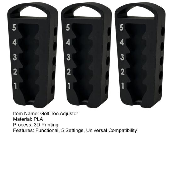 Golf Tee Height Adjuster 5 Settings Universal Tee Height Tool 3D Printed Tee Height Setter for Consistent Swings Golfers Gift
