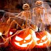 2pcs/set Halloween Spooky Haunted House Decor Realistic Skull Pumpkin Head Moving Skeleton Plastic PP Prop for Party Decoration