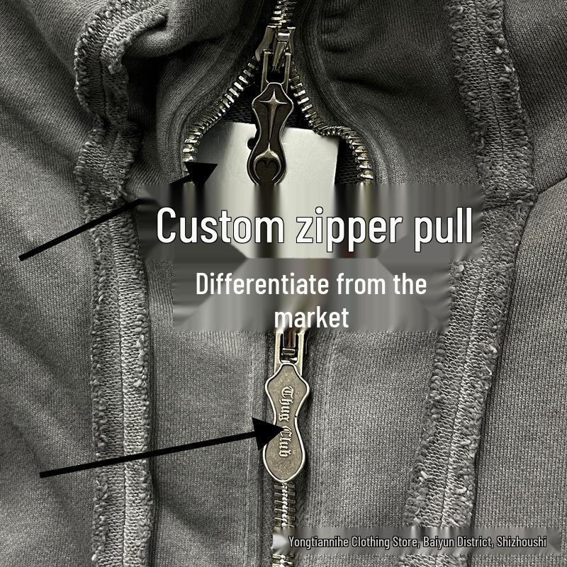 Cardigan com Capuz e Estampa de Tubarão Desgastado THUG CLUB