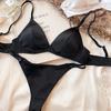 Set intimo estivo da donna, reggiseno senza ferretto con coppa triangolare in seta sexy, bralette francese, reggiseno e perizoma senza cuciture