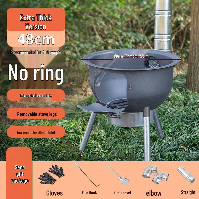 Portable Outdoor Iron Wood-Burning Stove for Rural Households