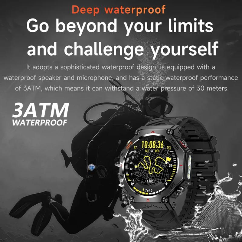 GPS Smart Watch ChatGPT AI 5ATM Waterproof Bluetooth Call Built-in Compass Altimeter Barometric Sport Watch with LED Flashlight