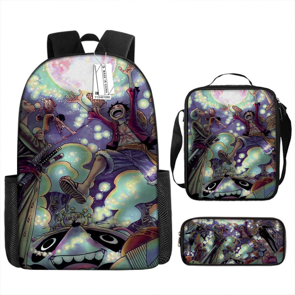 Peripheral ONE PIECE Student School Bag Cartoon School Bag Children's Backpack Three-piece Satchel