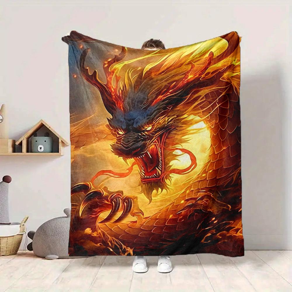 1pc Fire Dragon Blanket Lightweight Blanket Throw Blanket For Sofa, Bed, Travel, Camping, Livingroom, Office yy251010084