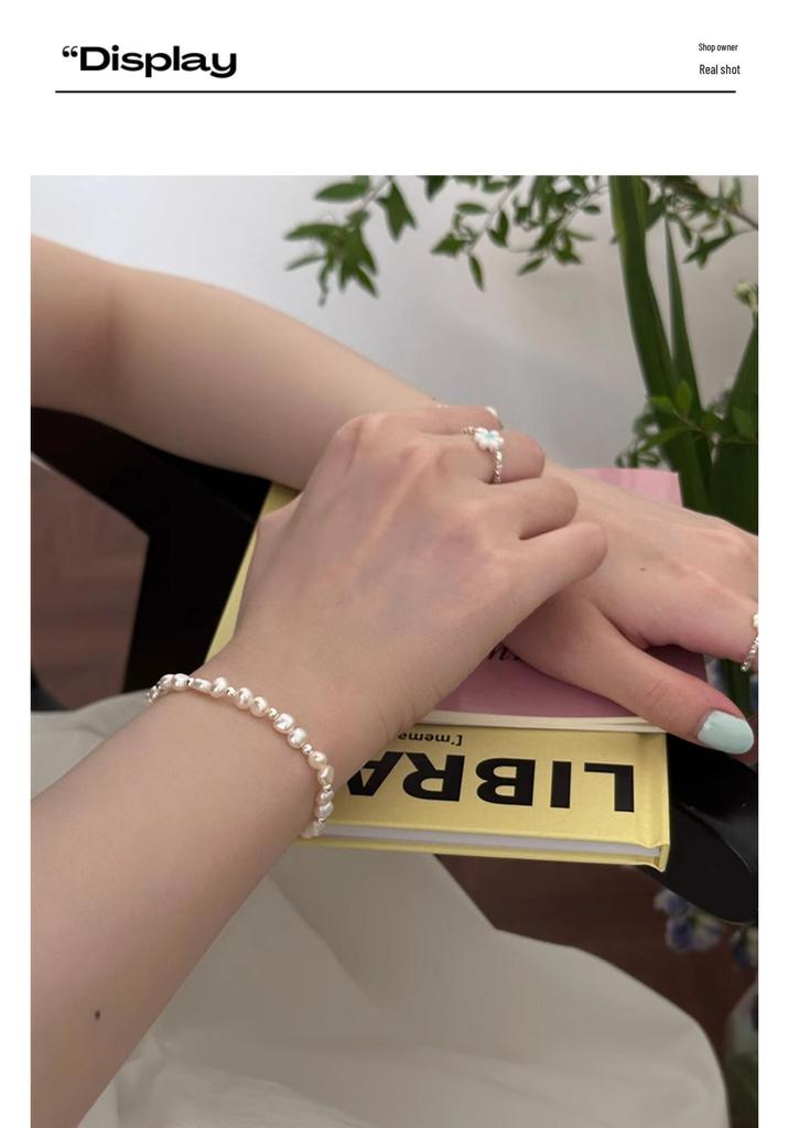Elegant Pearl Star Pendant Bracelet for Women - Light Luxury Silver Wristband Jewelry