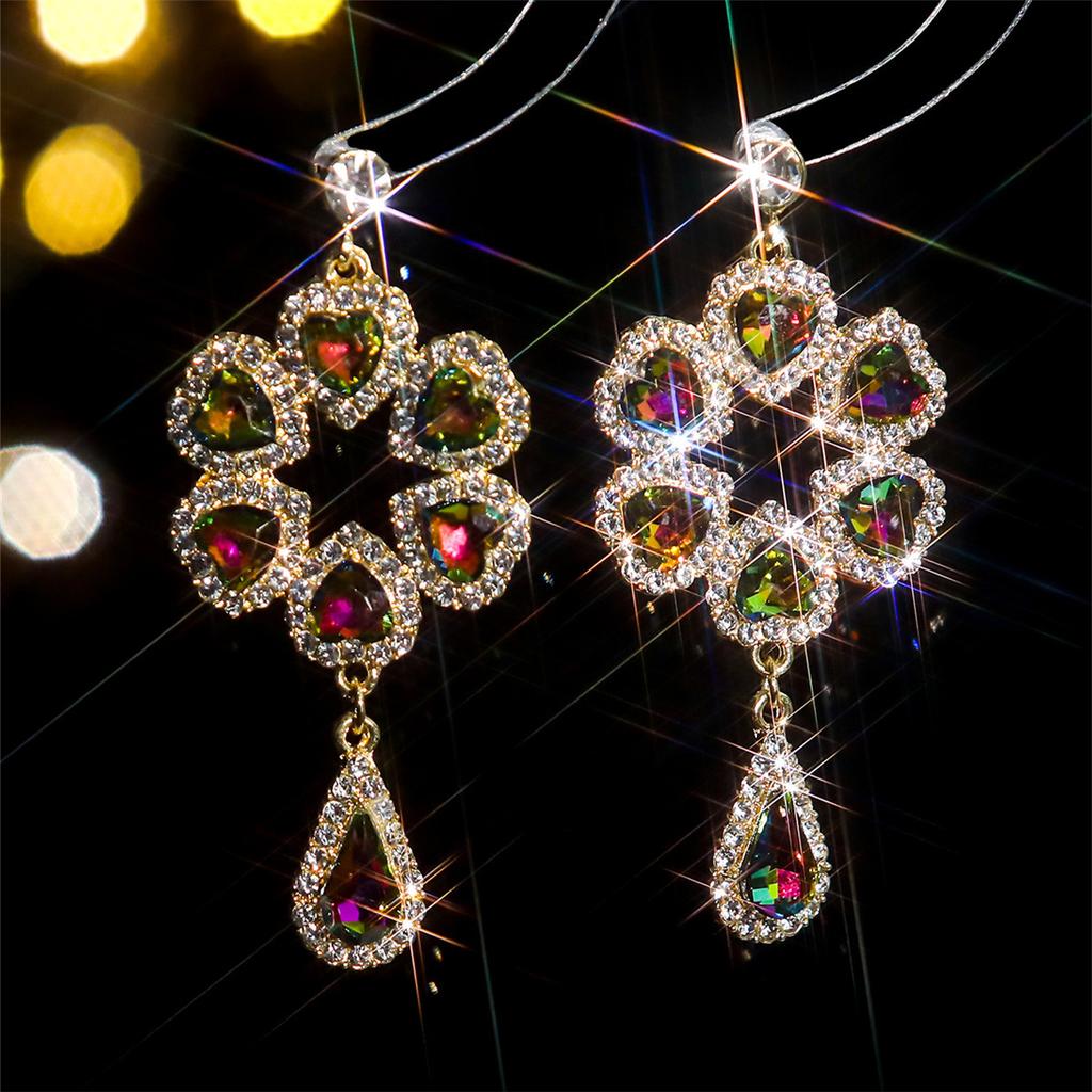 Luksusowy temperament Kolorowe długie kolczyki kryształowe Seks przesadzone kolczyki słodkie kobiece kolczyki