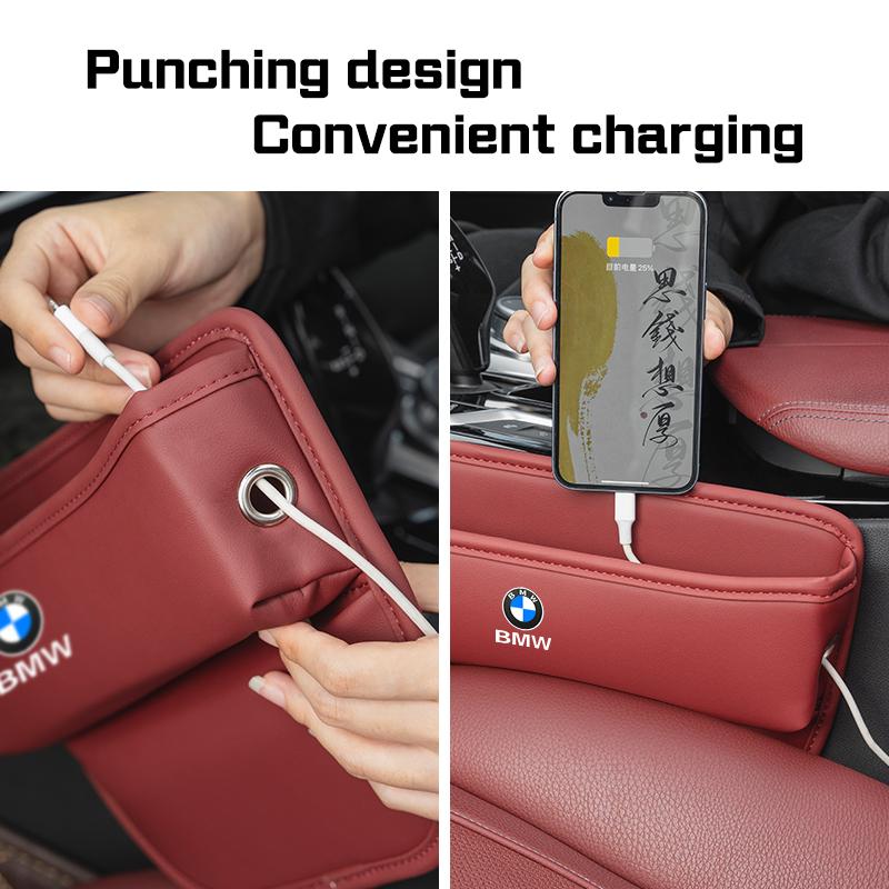 Leather Automotive Organizer Car Seat Gap Storage Box For BMW M 1 3 5 6 7 Series E46 E60 E90 F87 F48 F01 F10 F30 G30 G20 G11 X3 II9