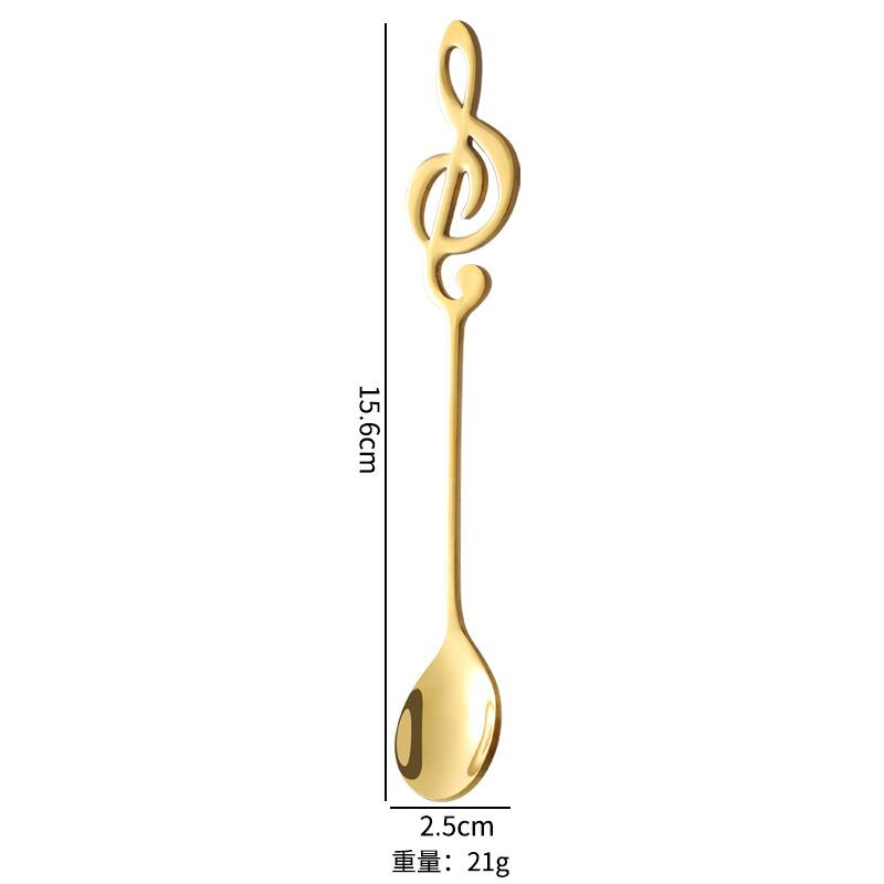 Musical Note Stainless Steel Teapoon Spoon Treble Clef Shape Mug Teaspoons Music Bar Ice Cream Creative Spoon Kitchen Tableware
