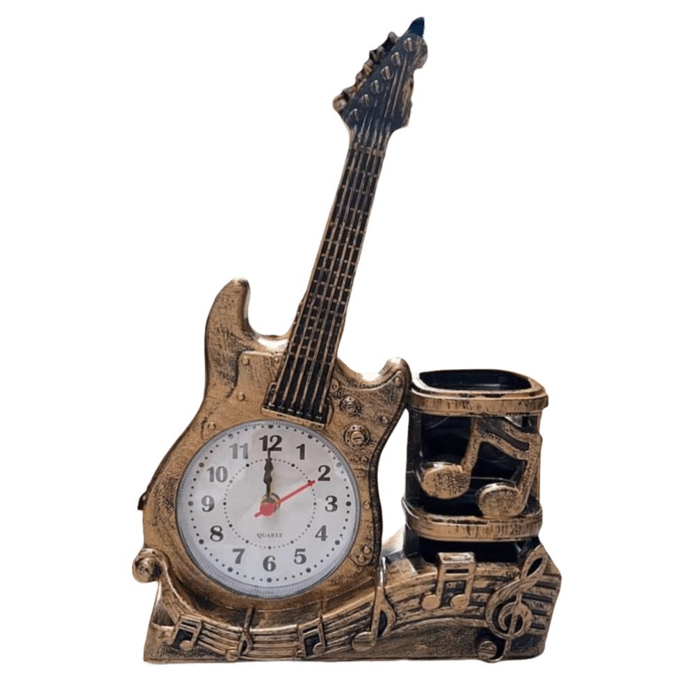 

Battery Powered Pen Holder Clock Stylish Violin Built-in Pen Organizer Dorm Decor Style 1