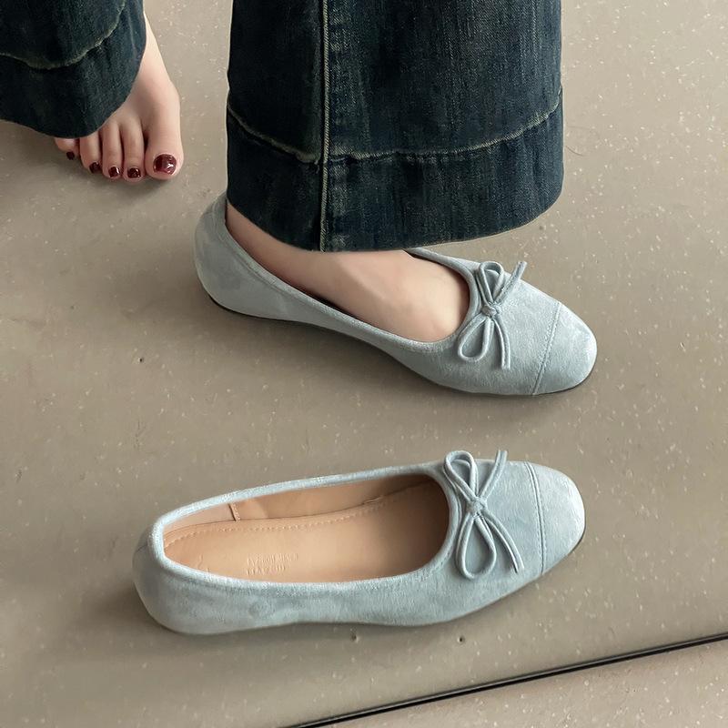 Gentle skirt versatile ballet shoes women's 2025 summer new French soft-soled bow shoes Mary Jane shoes