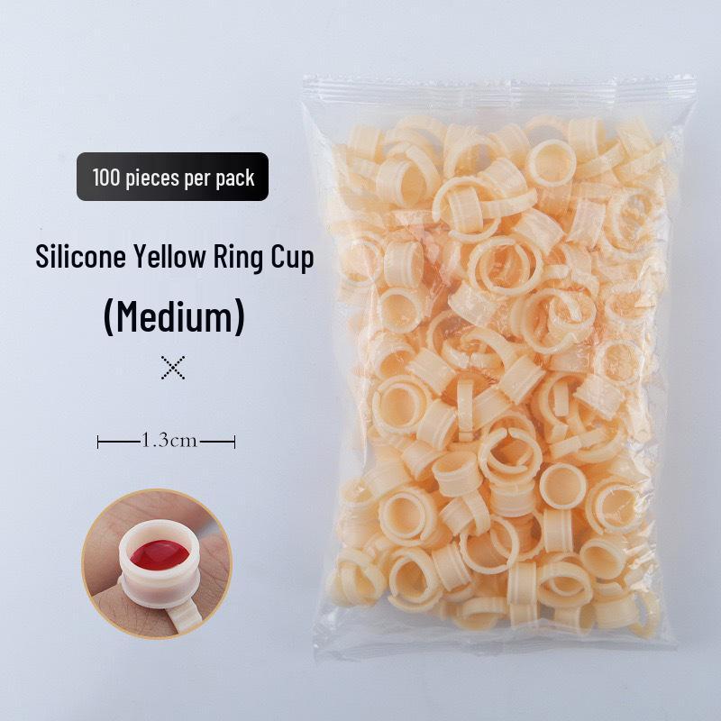 Disposable Microblading Pigment Ring Cups for Eyebrow, Eyeliner, and Eyelash Extensions - 100 Pieces