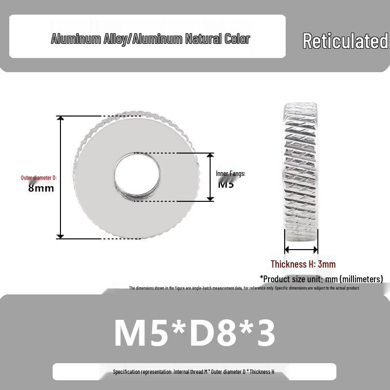 Aluminum Alloy Hand-Tightened Knurled Nut Adjustment Lock Gauge M3-M8