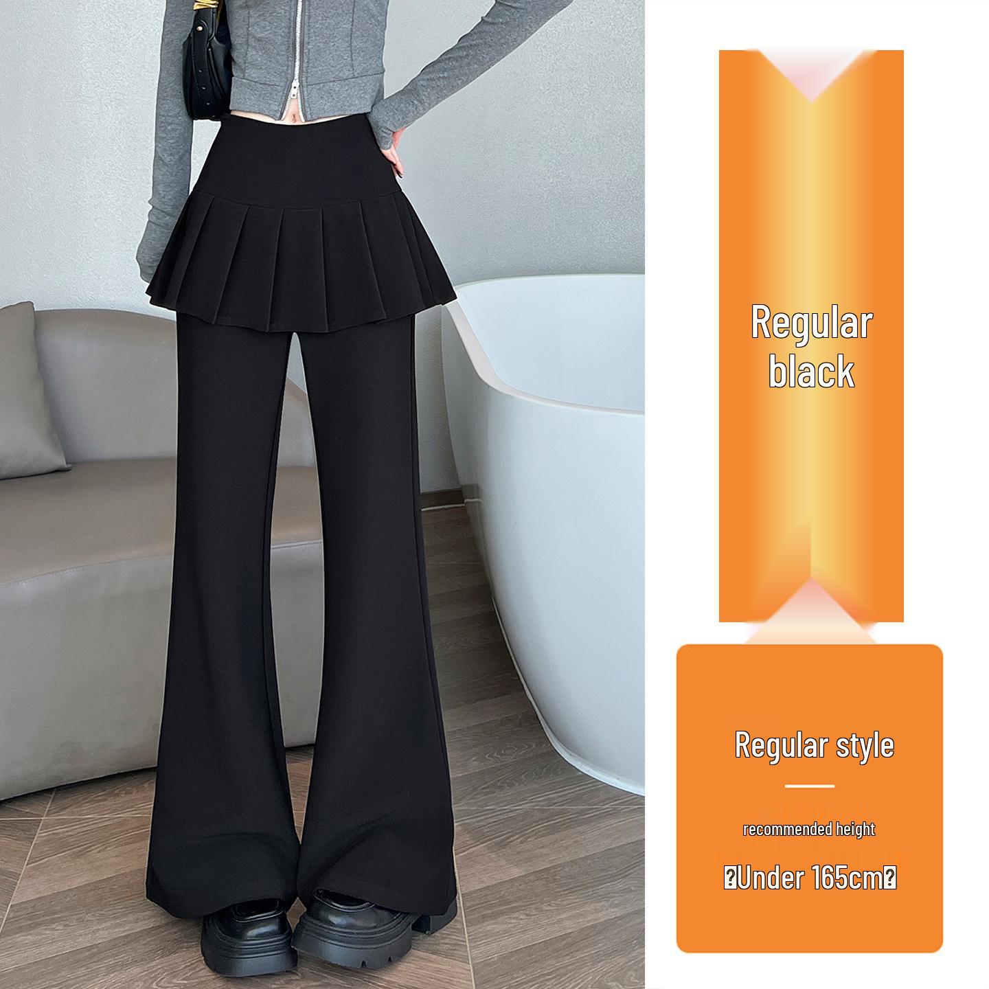 Women s Micro-Flare Two-Piece Look Pleated Pants - Spring 2026, High Waist, Slimming, Casual Fit S