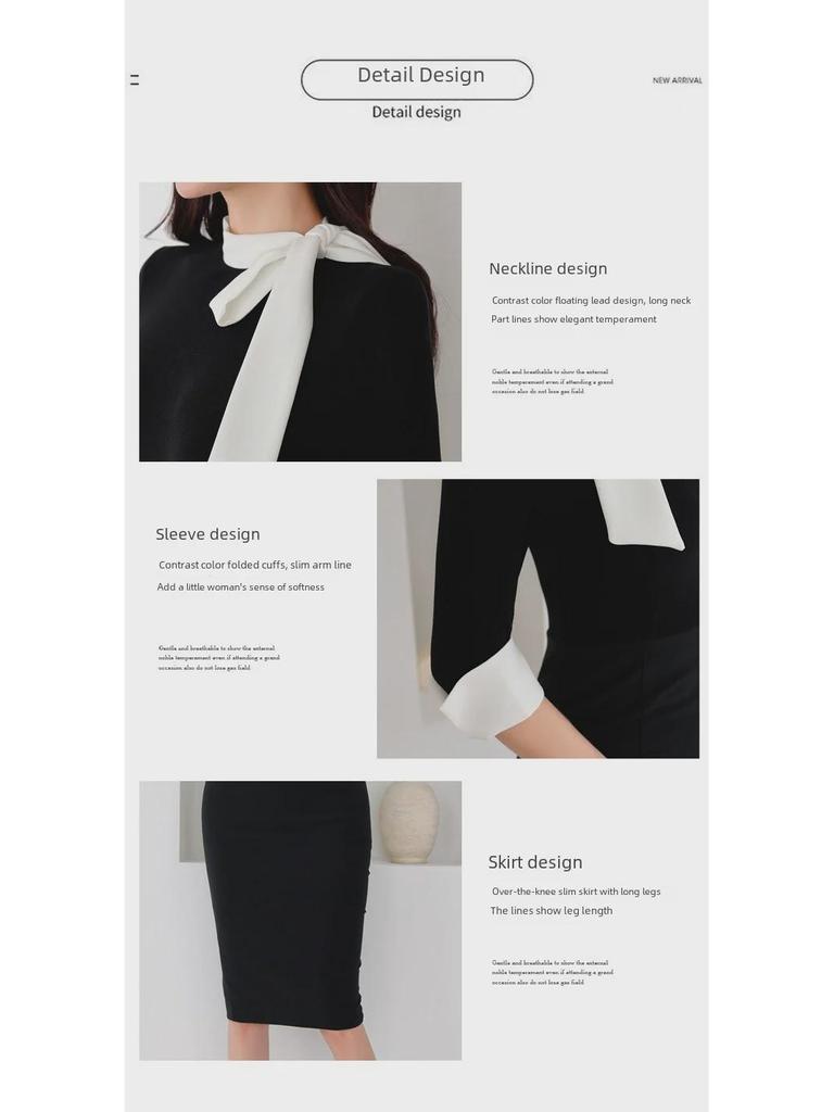 Hepburn-Style Contrast Little Black Dress 2023 – Elegant Celebrity-Inspired Slim Fit