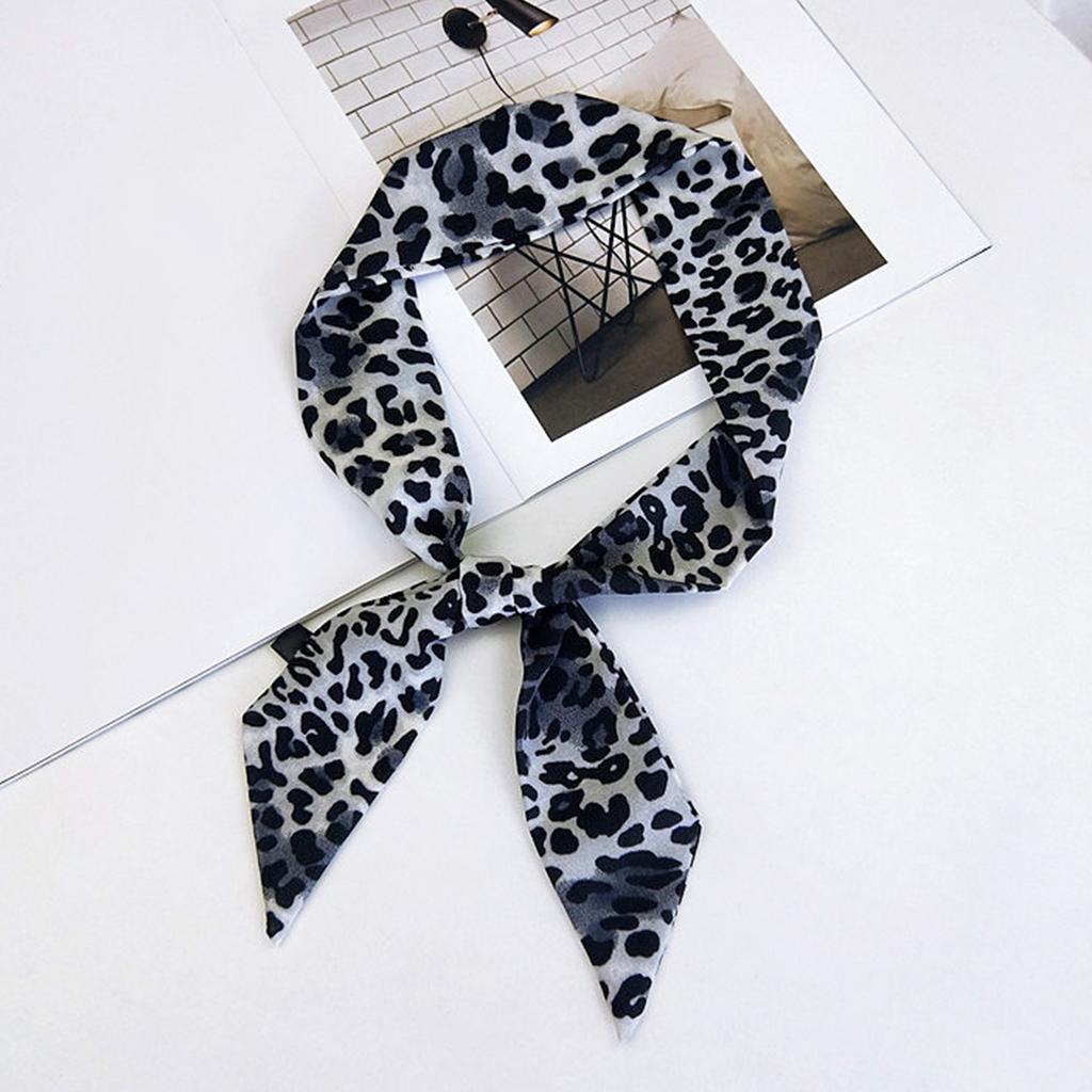 Leopard Print Narrow Silk Scarf for Women Girls Short Necktie Scarf Fashionable and Versatile Accessory for Any Outfit