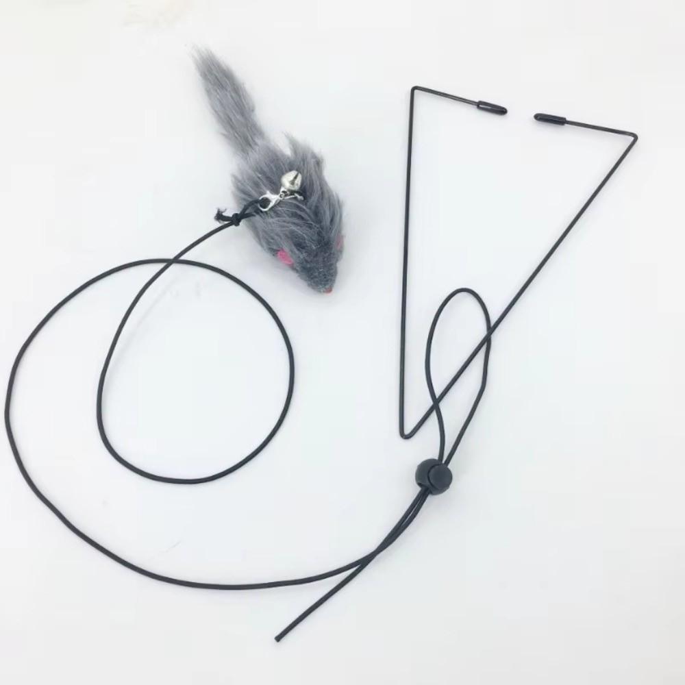 Triangle Hook Simulation Mouse Toy Elastic Rope Adjustable Hanging Door Toy Squeaky Retractable Cat Interactive Toy Training