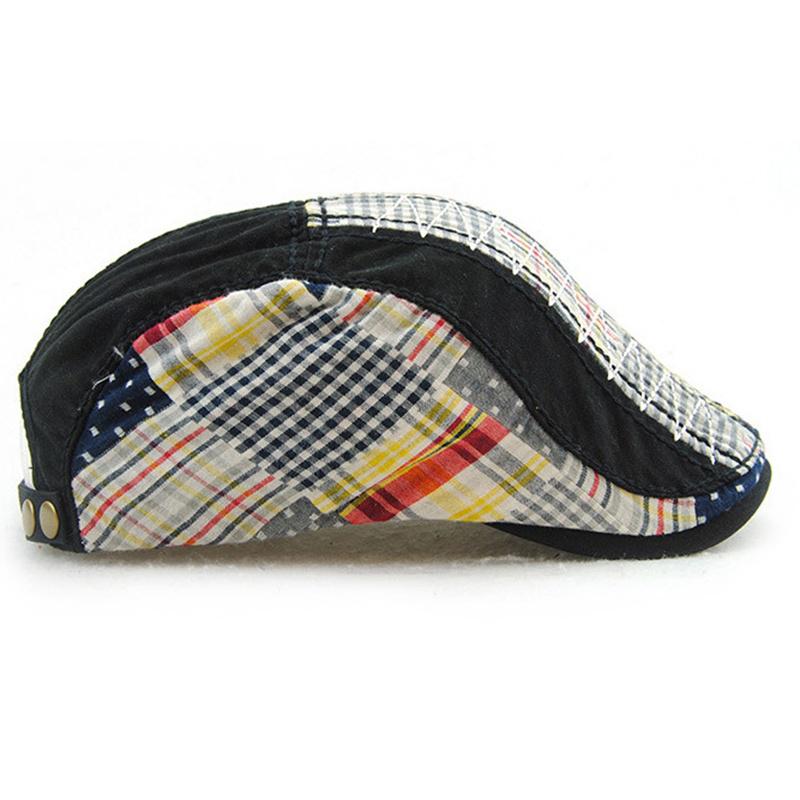 Fashion Unisex Men Newsboy Cabbie Gatsby Flat Cap Cotton Golf Beret Patchwork Hats